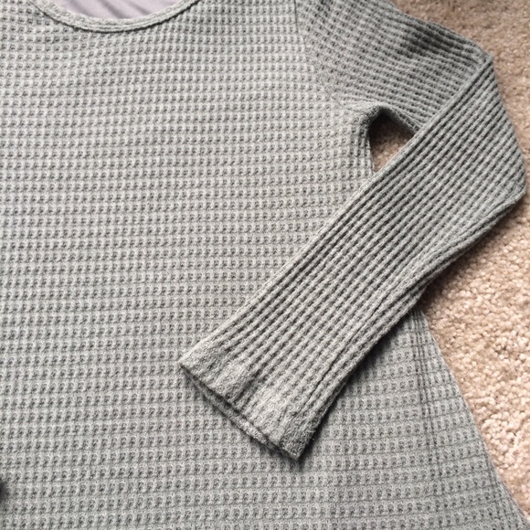 Final Touch Long Sleeve Sweater Waffle Knit Dress In Light Sage Green - Picture 3 of 8